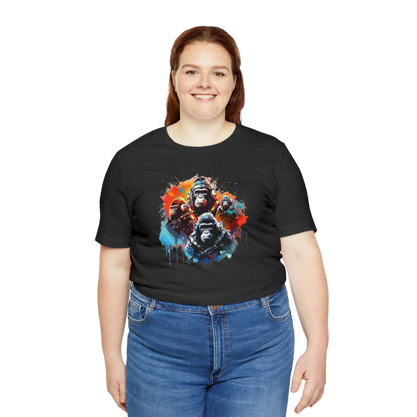 Gorillas in Space Unisex Jersey Short Sleeve Tee