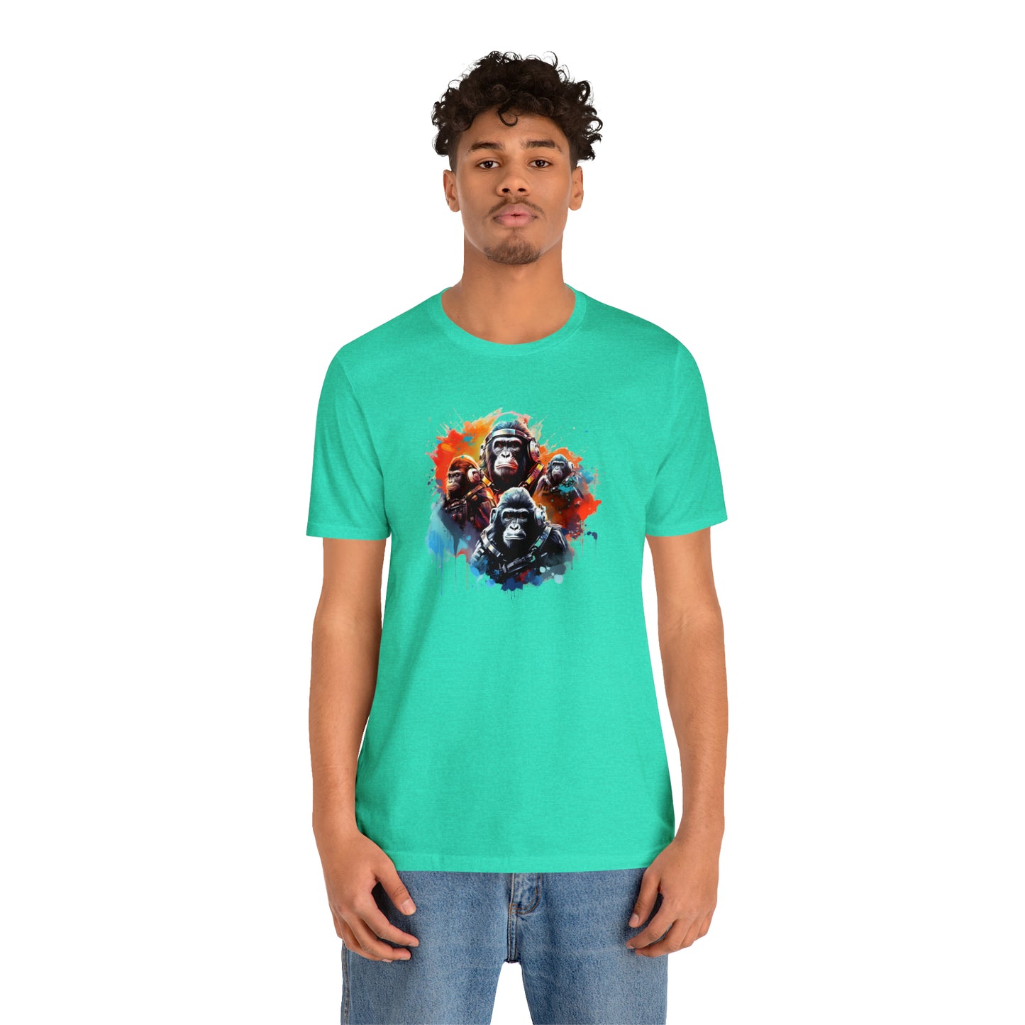 Gorillas in Space Unisex Jersey Short Sleeve Tee