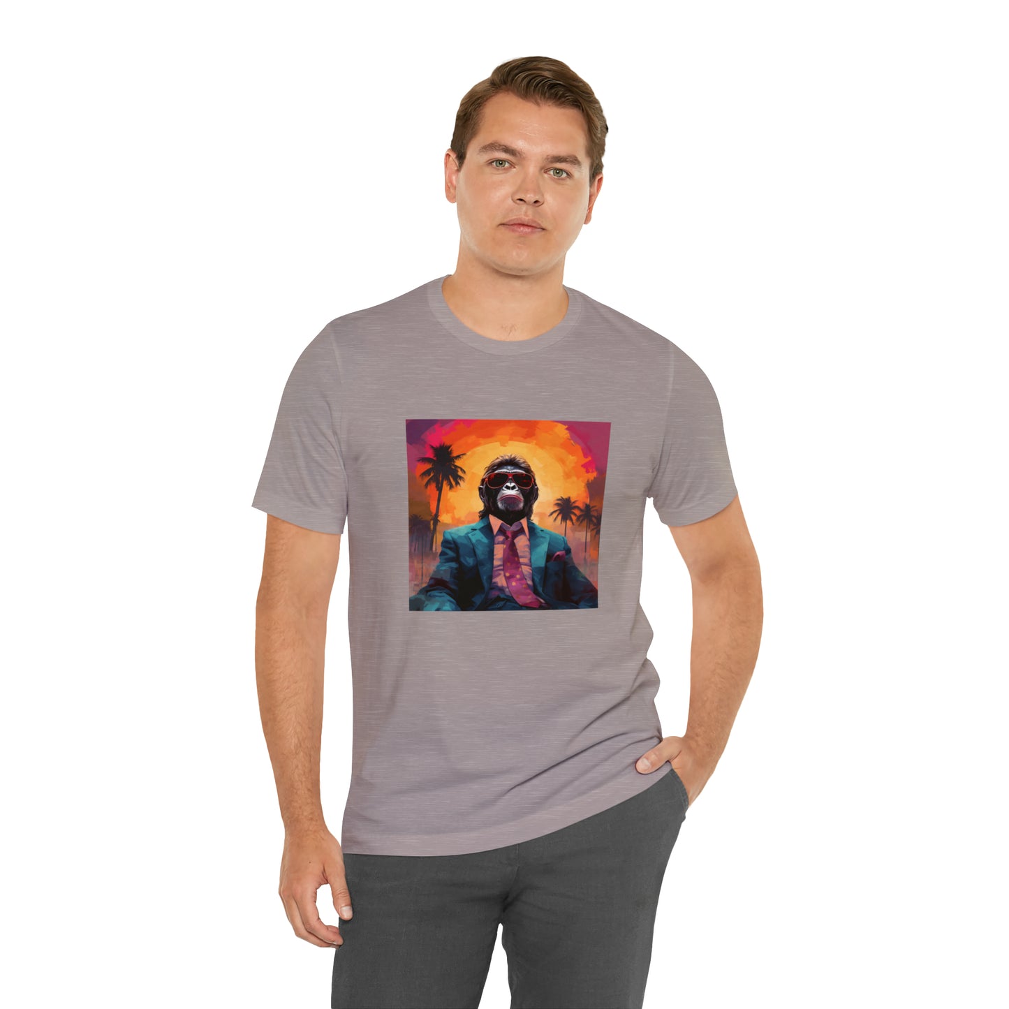 Miami Sunset Monkey Unisex Jersey Tee