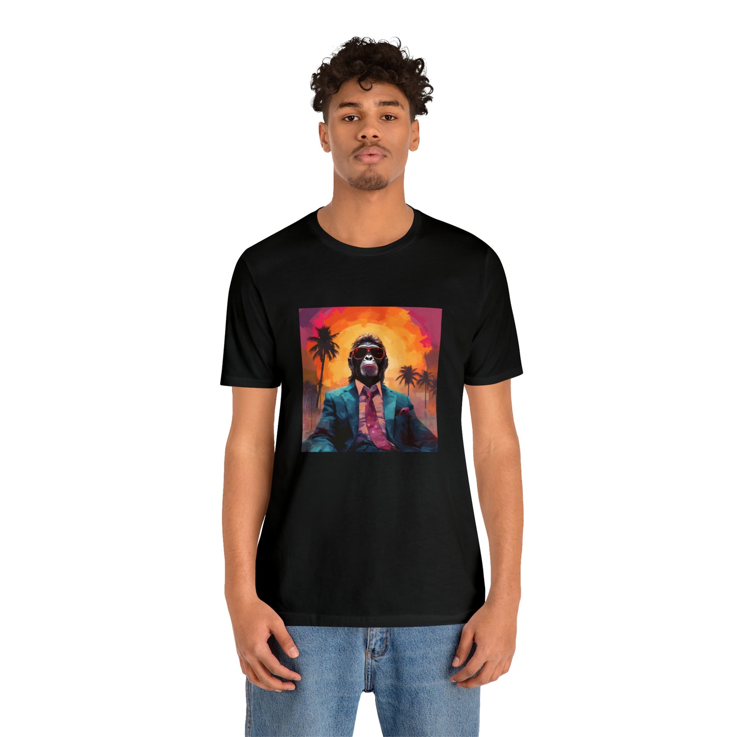 Miami Sunset Monkey Unisex Jersey Tee