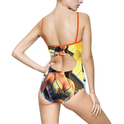 GTA-themed Women's One-piece Swimsuit - Show off your gaming style!