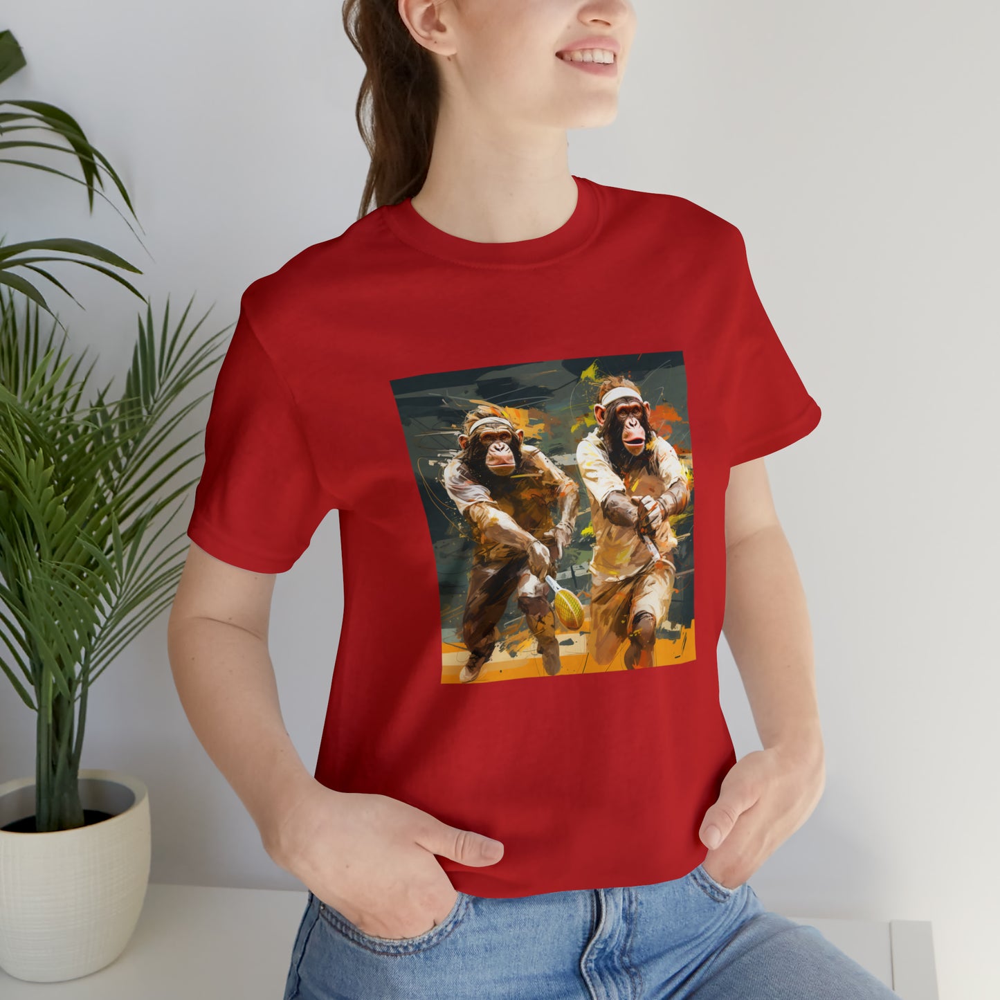 Monkey Tennis Match Unisex Jersey Short Sleeve Tee