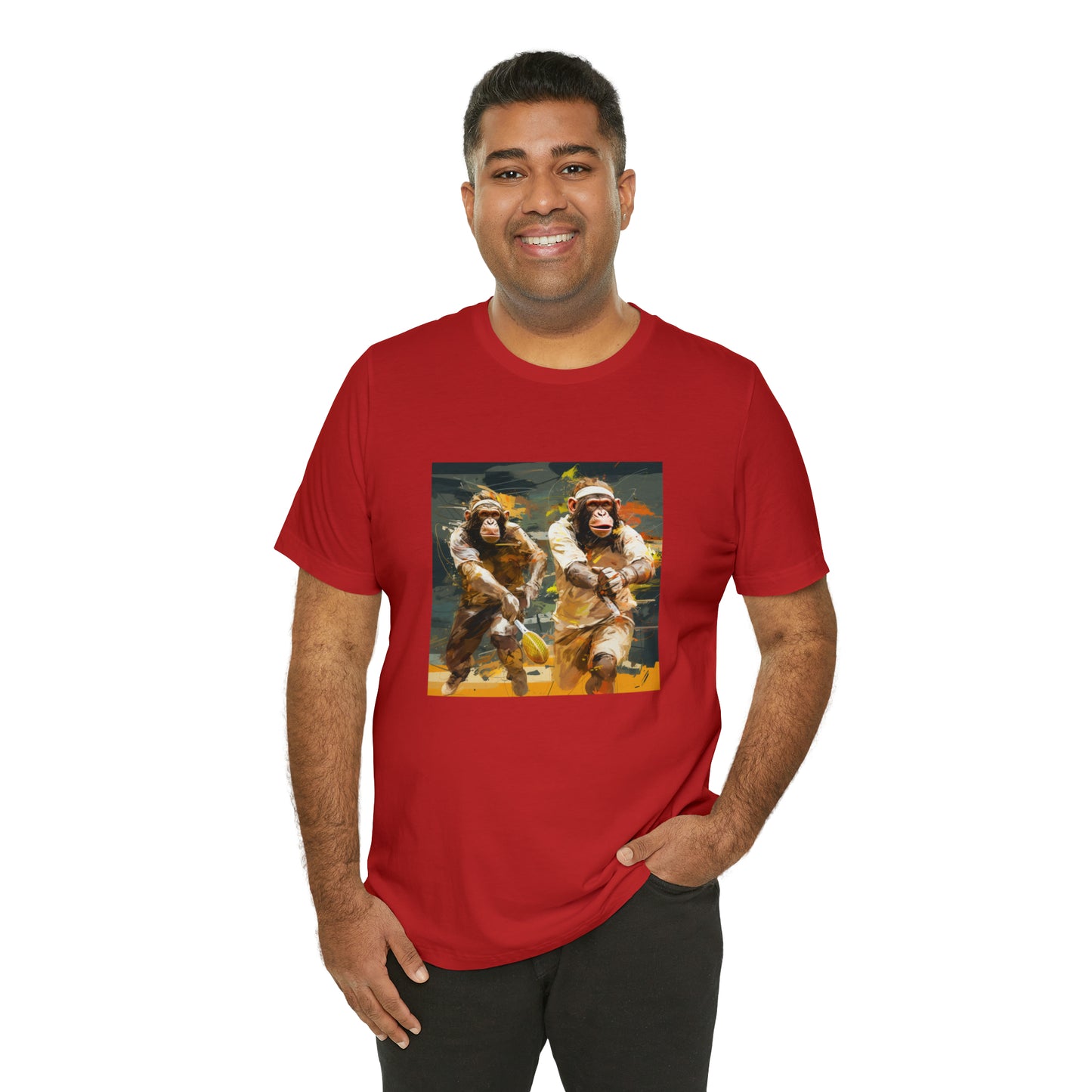 Monkey Tennis Match Unisex Jersey Short Sleeve Tee