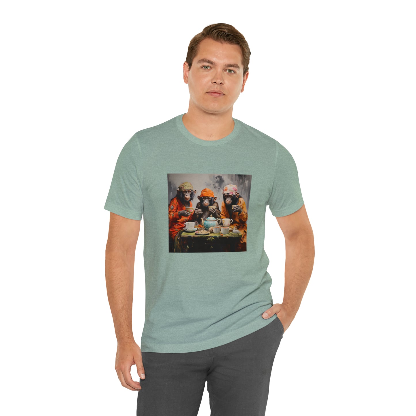 Sophisticated Monkey Tea Party Unisex Jersey Tee