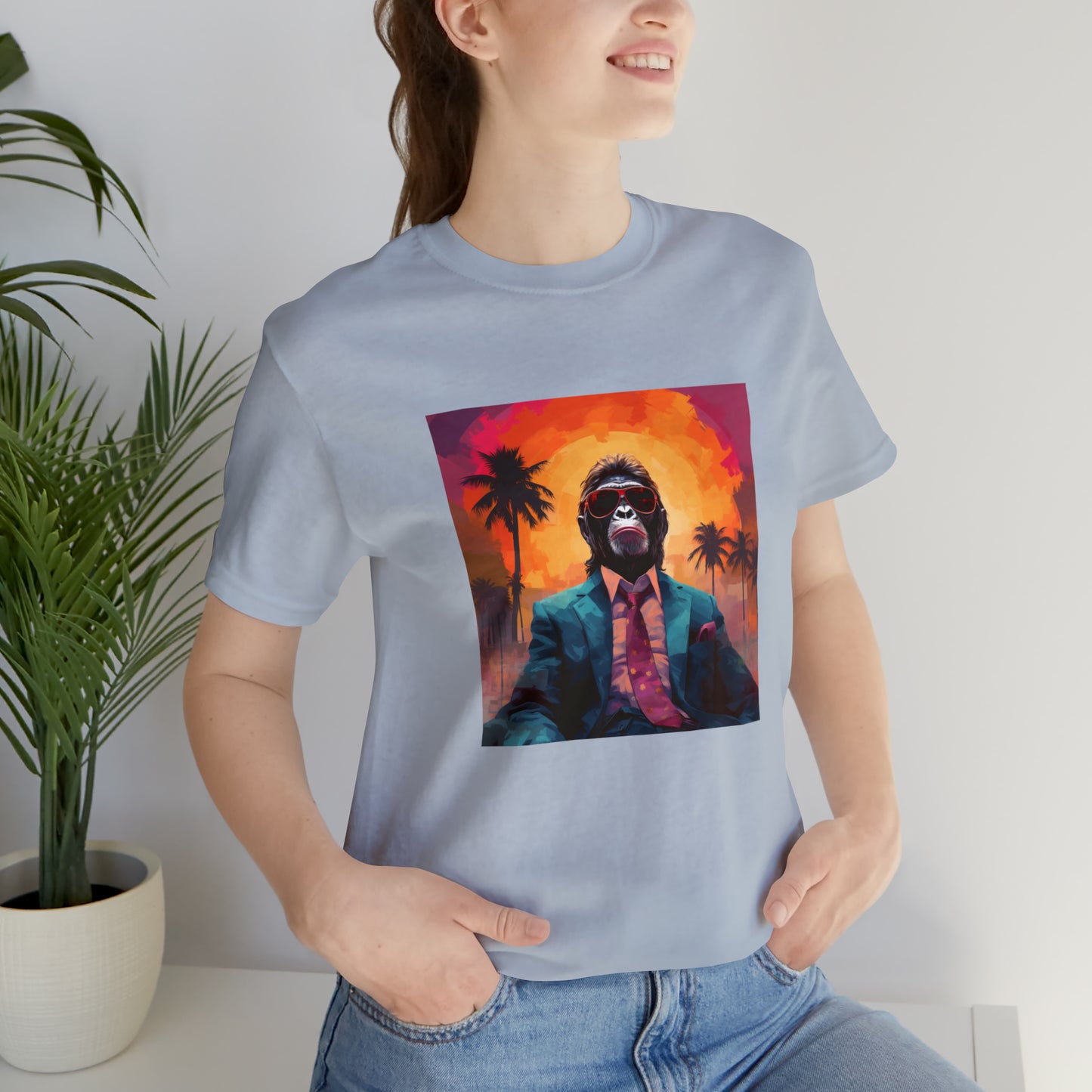 Miami Sunset Monkey Unisex Jersey Tee