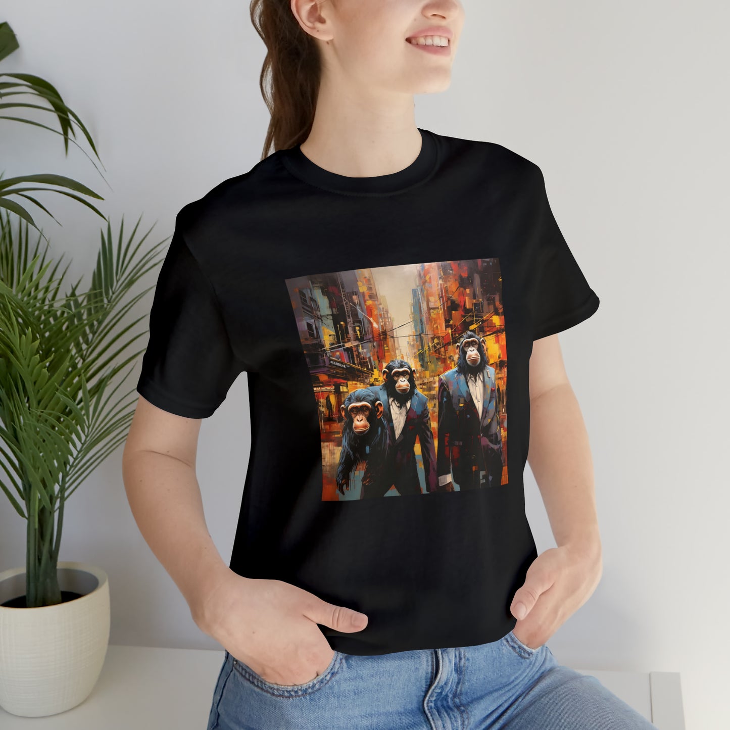 Apes in the City - Abstract Unisex Jersey Short Sleeve Tee