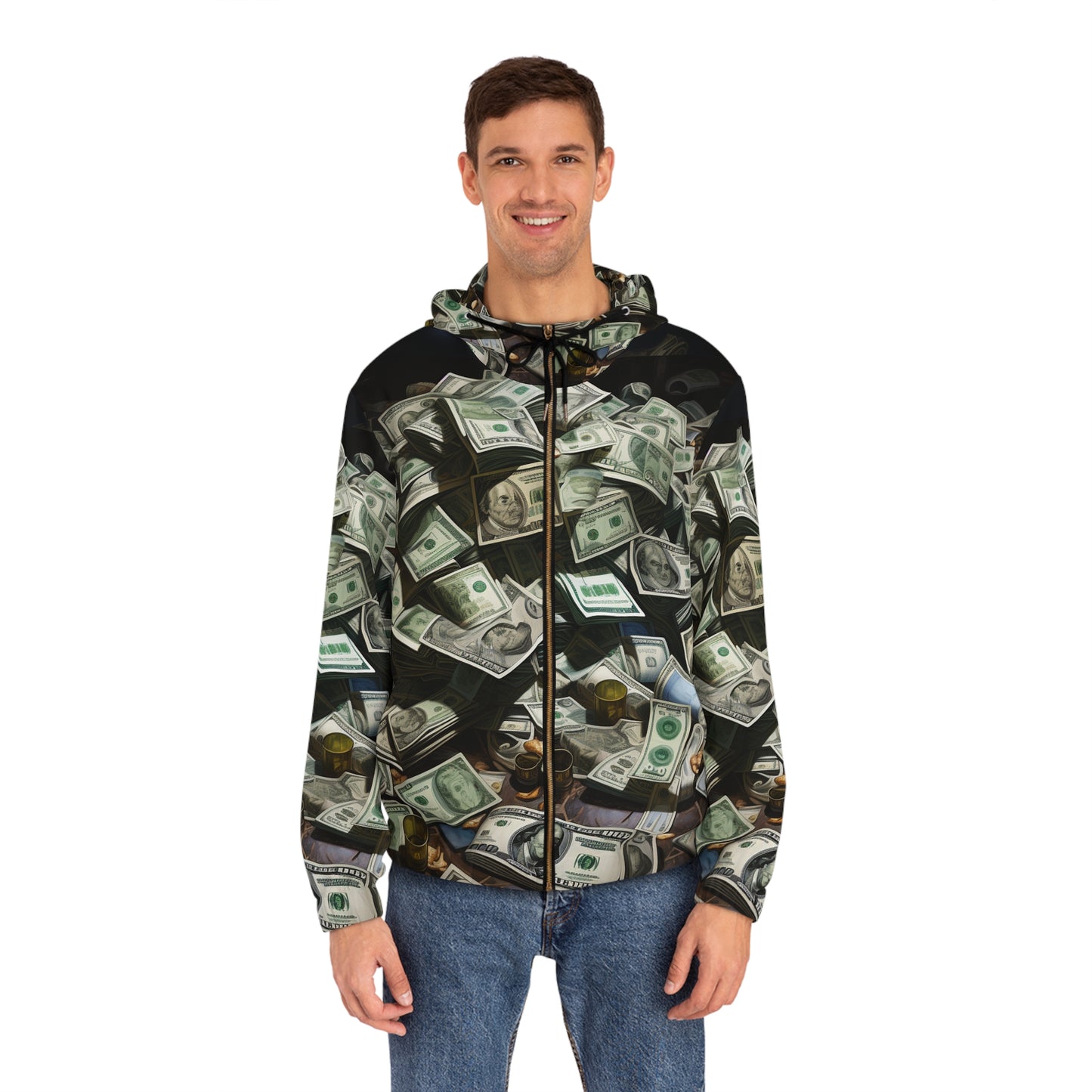 Men's Money Print Full-Zip Hoodie