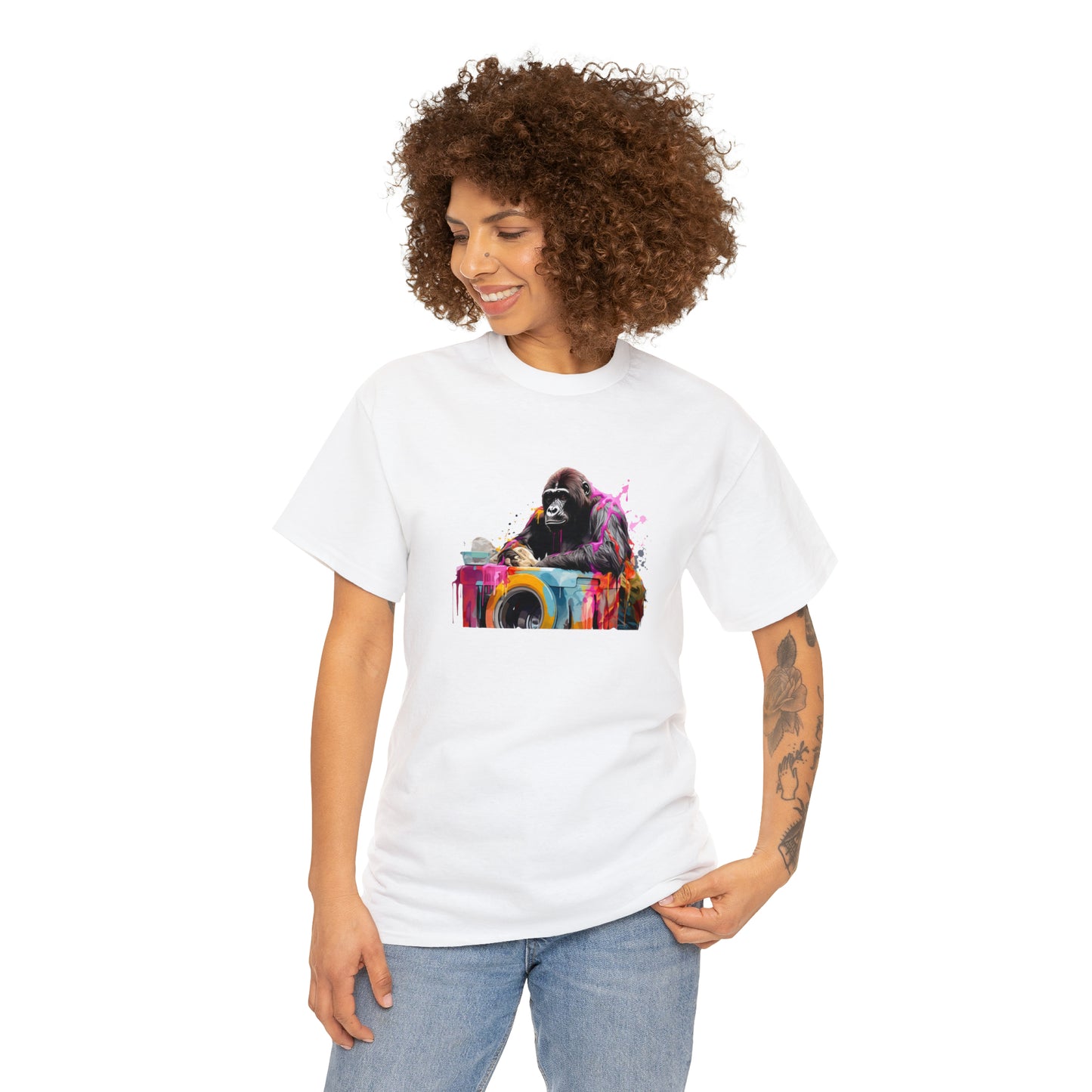 Gorilla Doing Laundry Unisex Heavy Cotton Tee