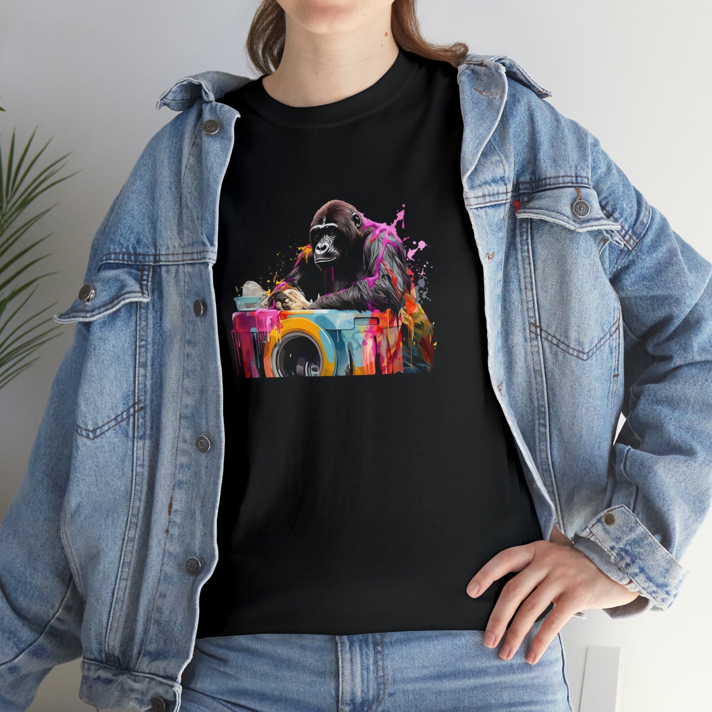 Gorilla Doing Laundry Unisex Heavy Cotton Tee