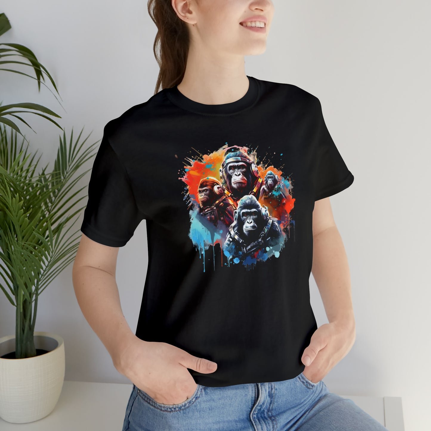 Gorillas in Space Unisex Jersey Short Sleeve Tee