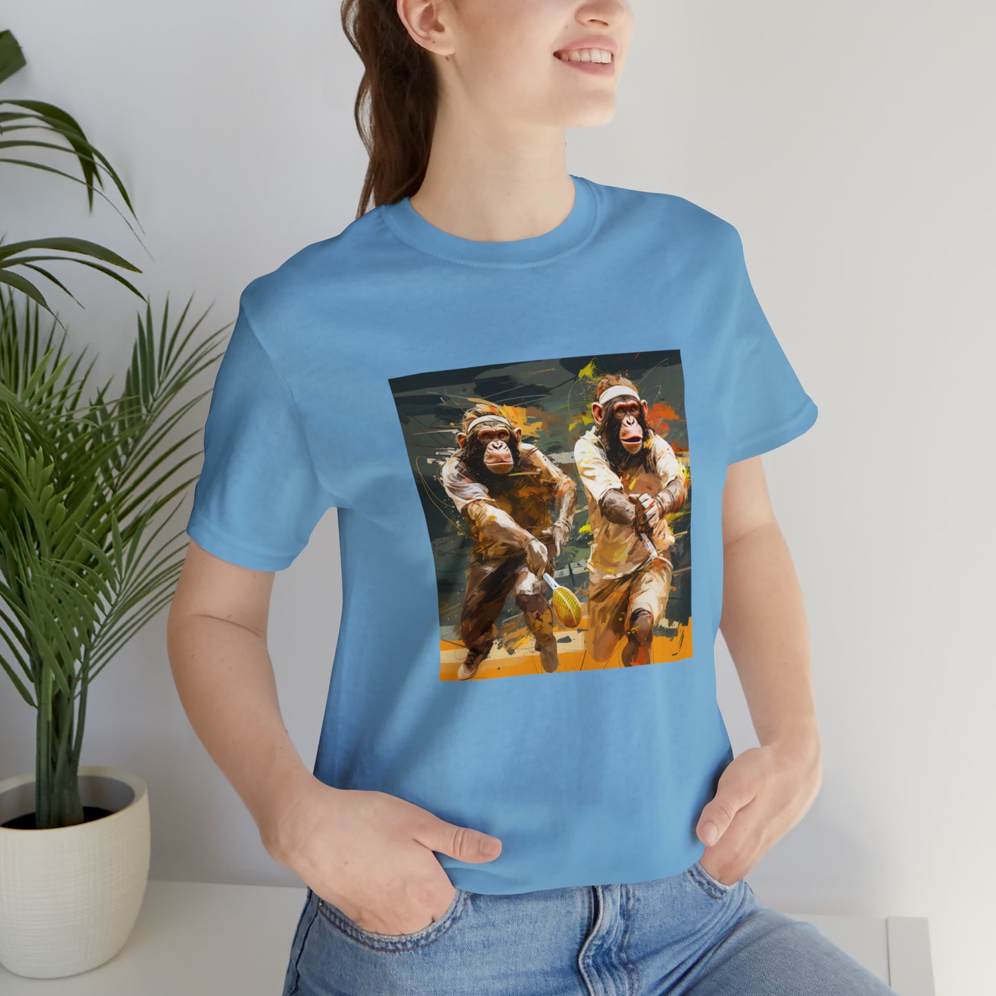 Monkey Tennis Match Unisex Jersey Short Sleeve Tee