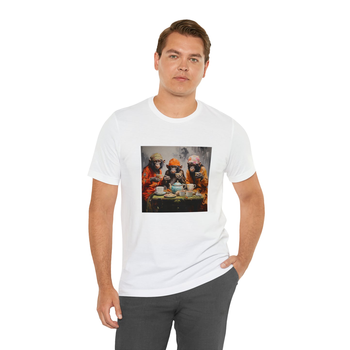 Sophisticated Monkey Tea Party Unisex Jersey Tee