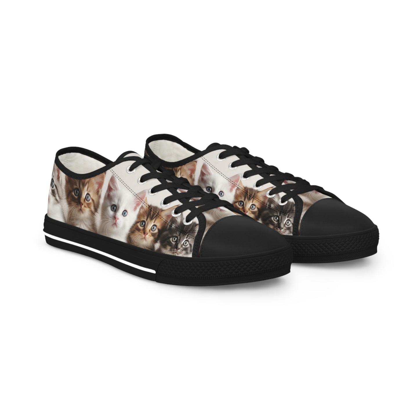 Men's Row of Kittens Low Top Sneakers