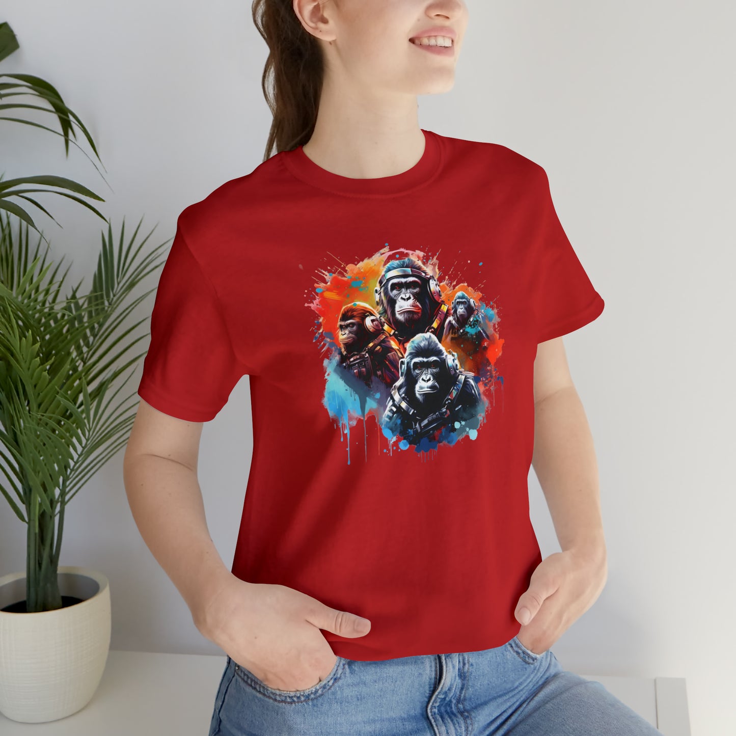 Gorillas in Space Unisex Jersey Short Sleeve Tee