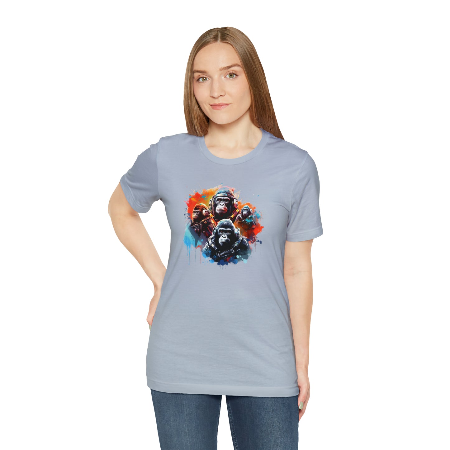 Gorillas in Space Unisex Jersey Short Sleeve Tee