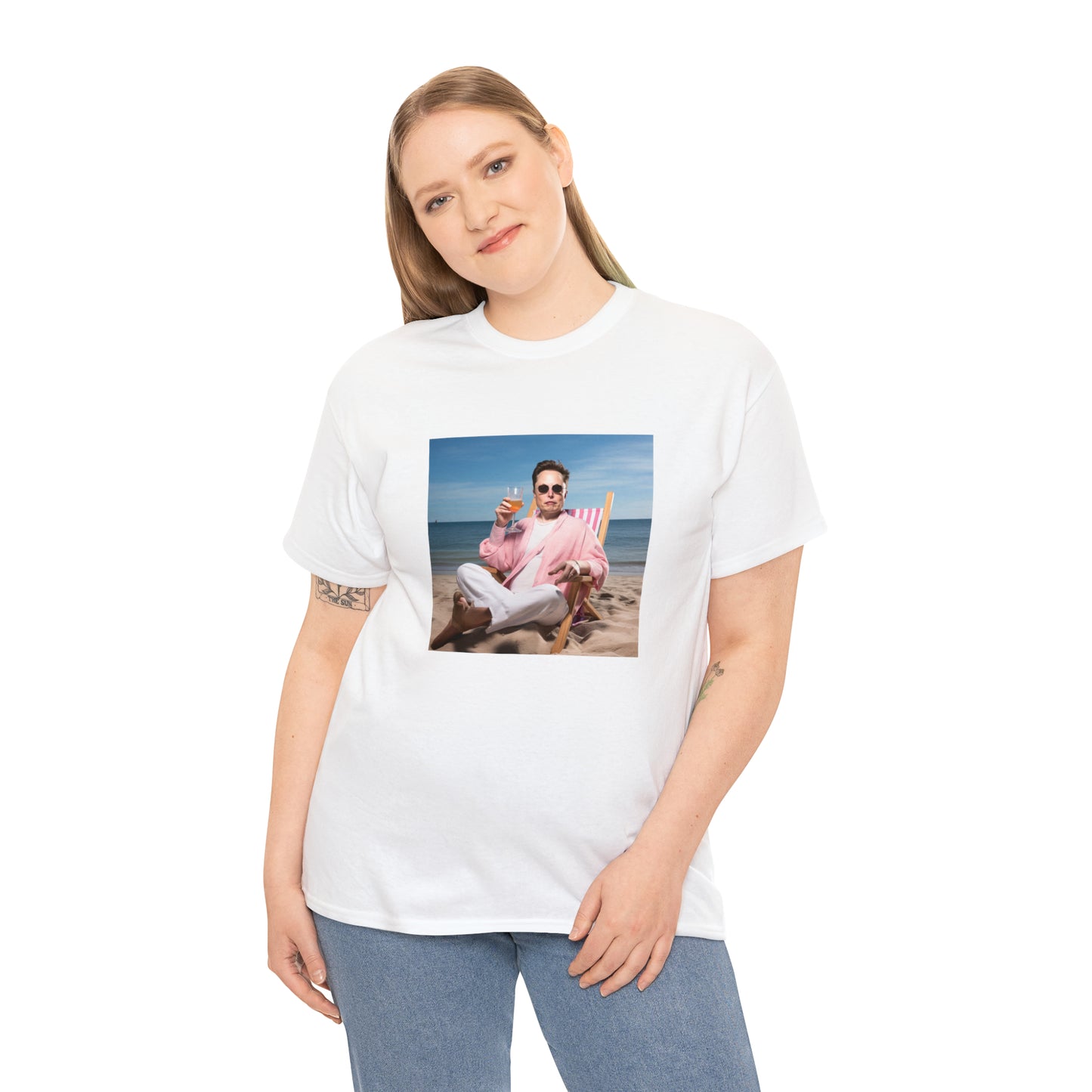 Elon Musk Beach Vibes Unisex Heavy Cotton Tee