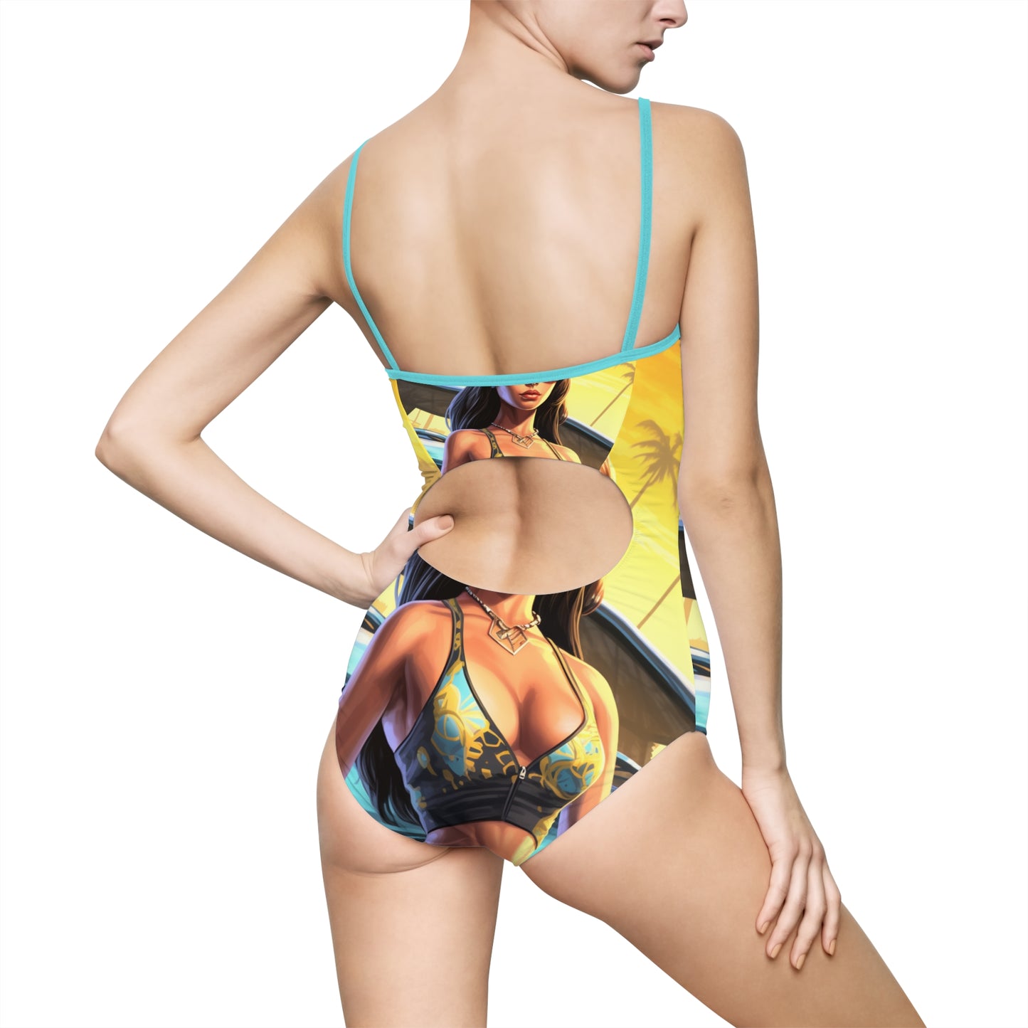 GTA-themed Women's One-piece Swimsuit - Show off your gaming style!