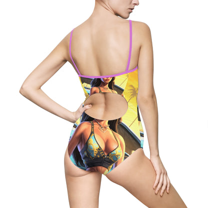 GTA-themed Women's One-piece Swimsuit - Show off your gaming style!