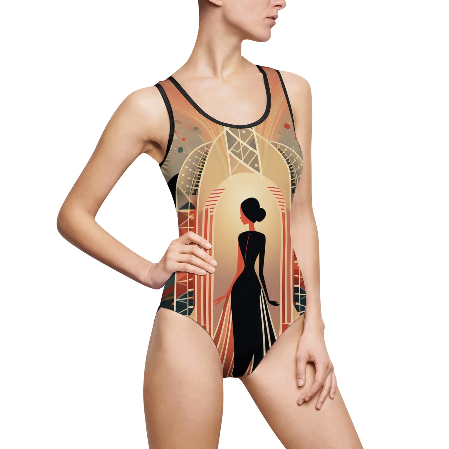 Art Deco Glamour Women's Classic One-Piece Swimsuit