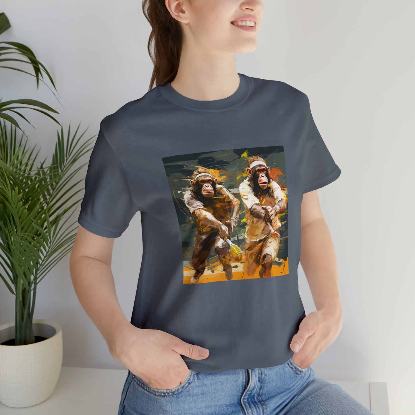 Monkey Tennis Match Unisex Jersey Short Sleeve Tee