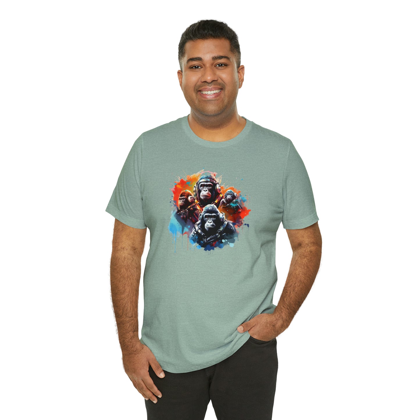 Gorillas in Space Unisex Jersey Short Sleeve Tee