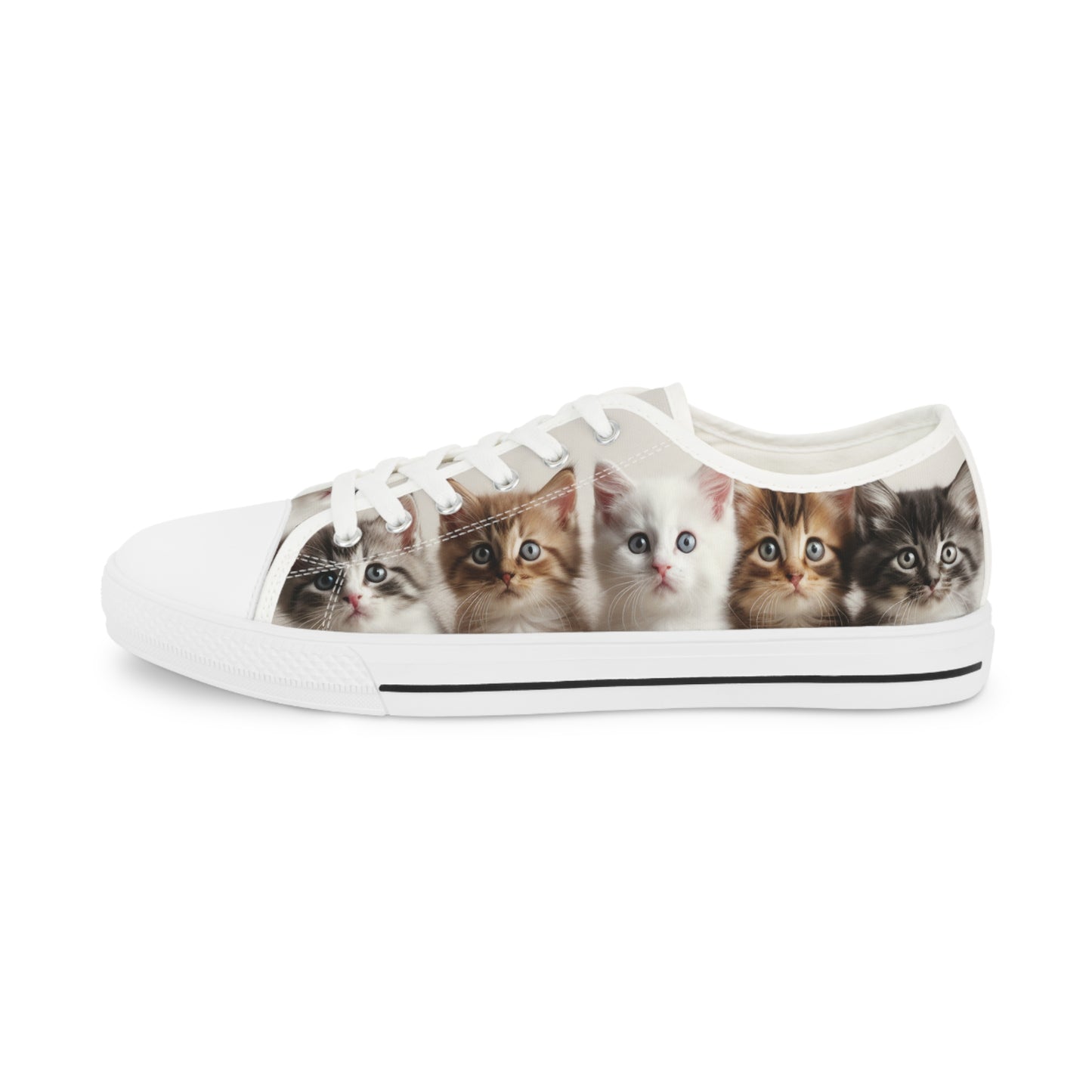 Men's Row of Kittens Low Top Sneakers