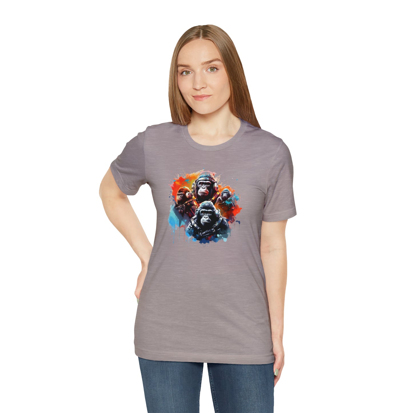 Gorillas in Space Unisex Jersey Short Sleeve Tee