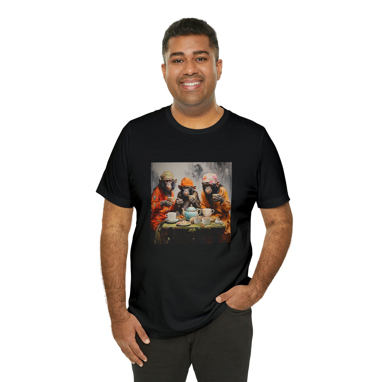 Sophisticated Monkey Tea Party Unisex Jersey Tee