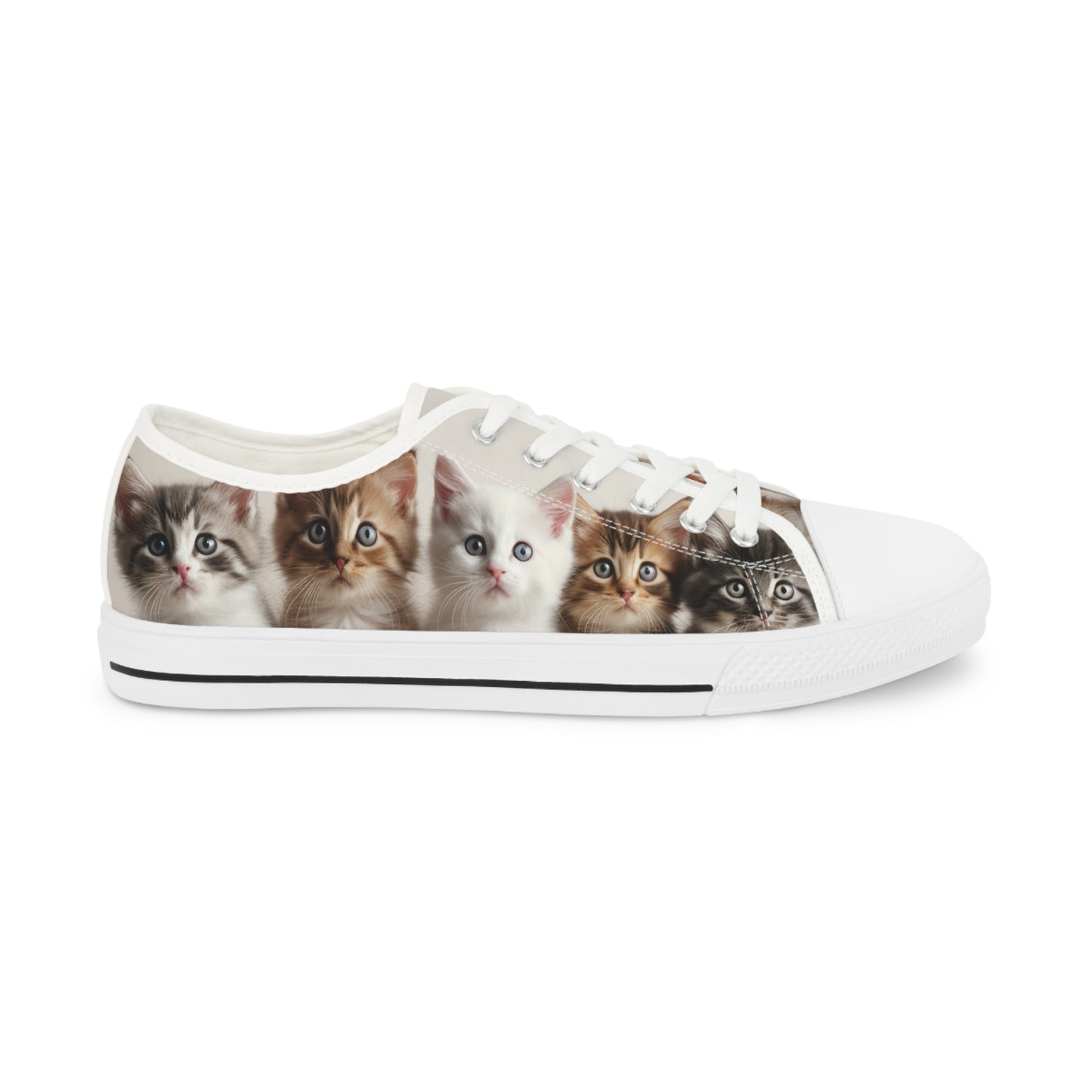 Men's Row of Kittens Low Top Sneakers