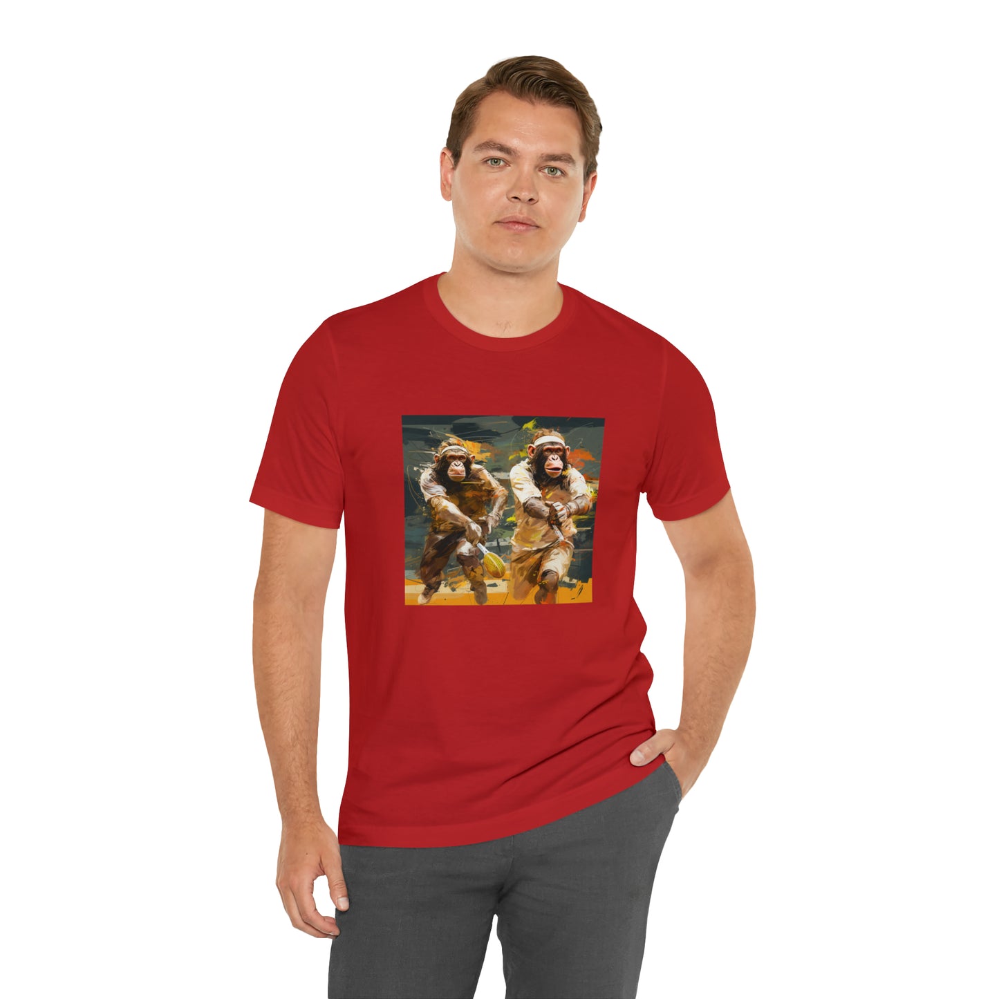 Monkey Tennis Match Unisex Jersey Short Sleeve Tee