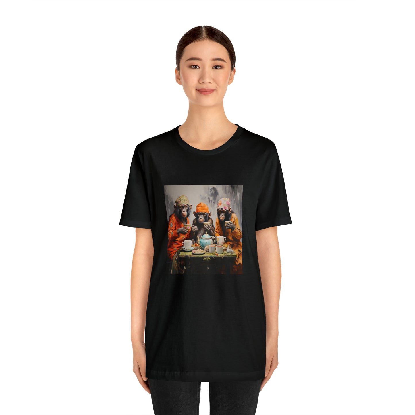 Sophisticated Monkey Tea Party Unisex Jersey Tee