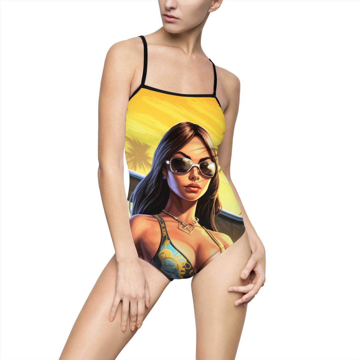 GTA-themed Women's One-piece Swimsuit - Show off your gaming style!