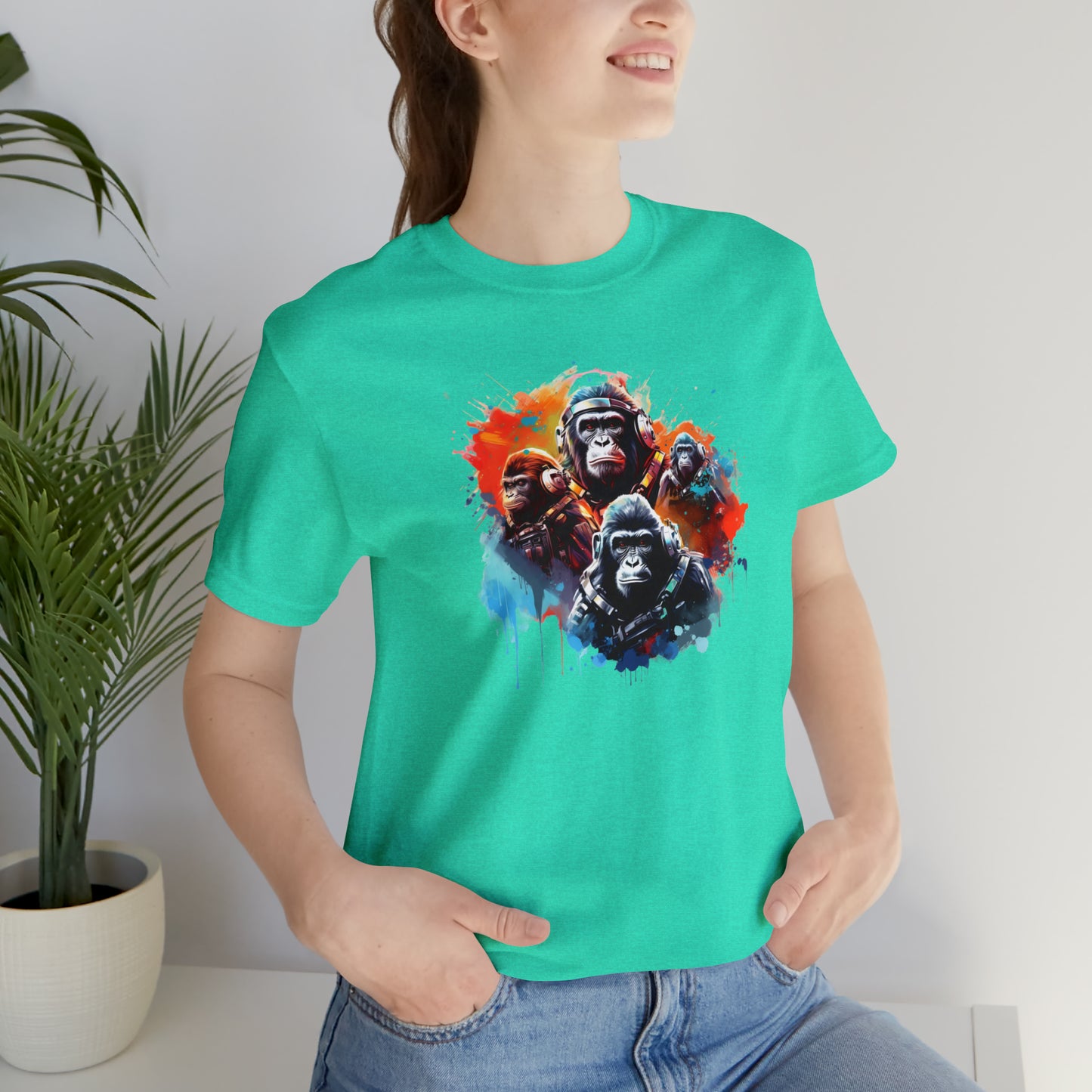 Gorillas in Space Unisex Jersey Short Sleeve Tee