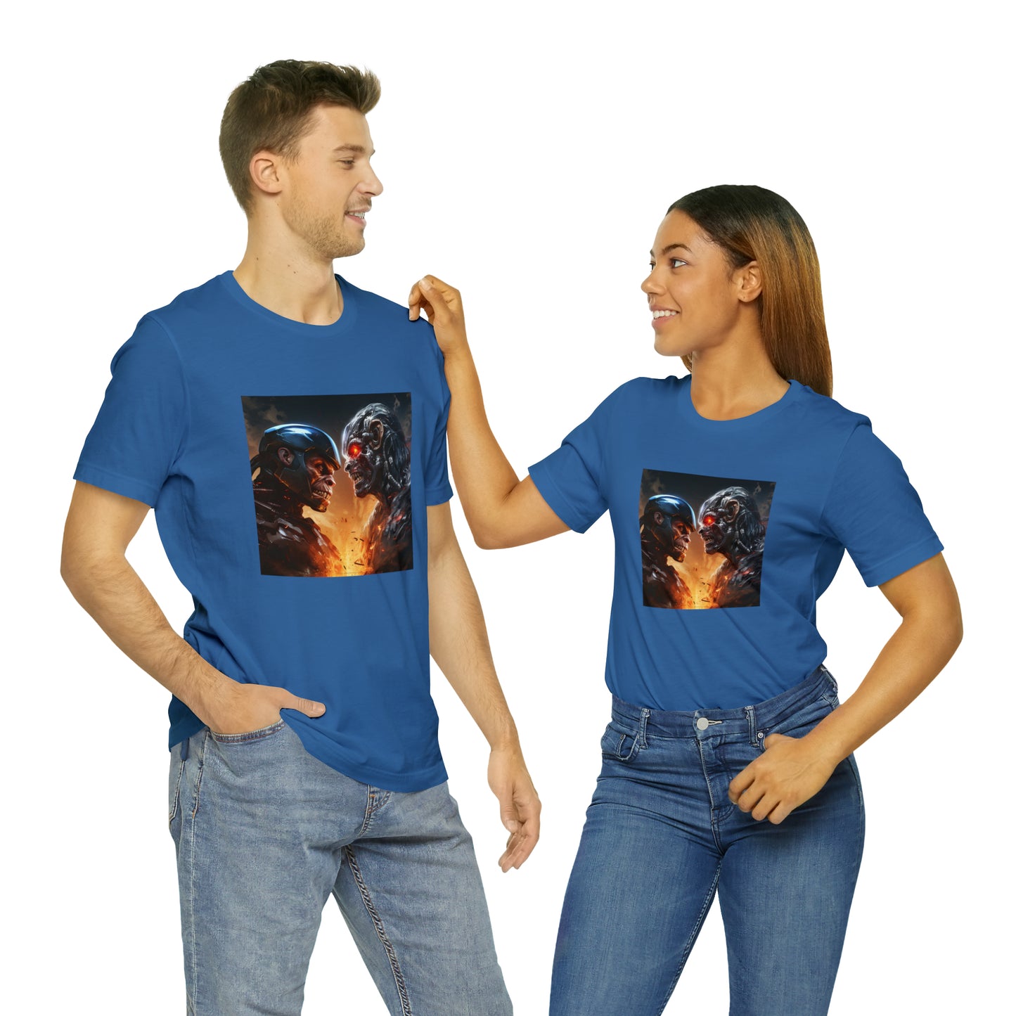 Terminator vs Robocop Monkey Battle Unisex Jersey Tee