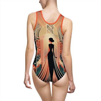 Art Deco Glamour Women's Classic One-Piece Swimsuit