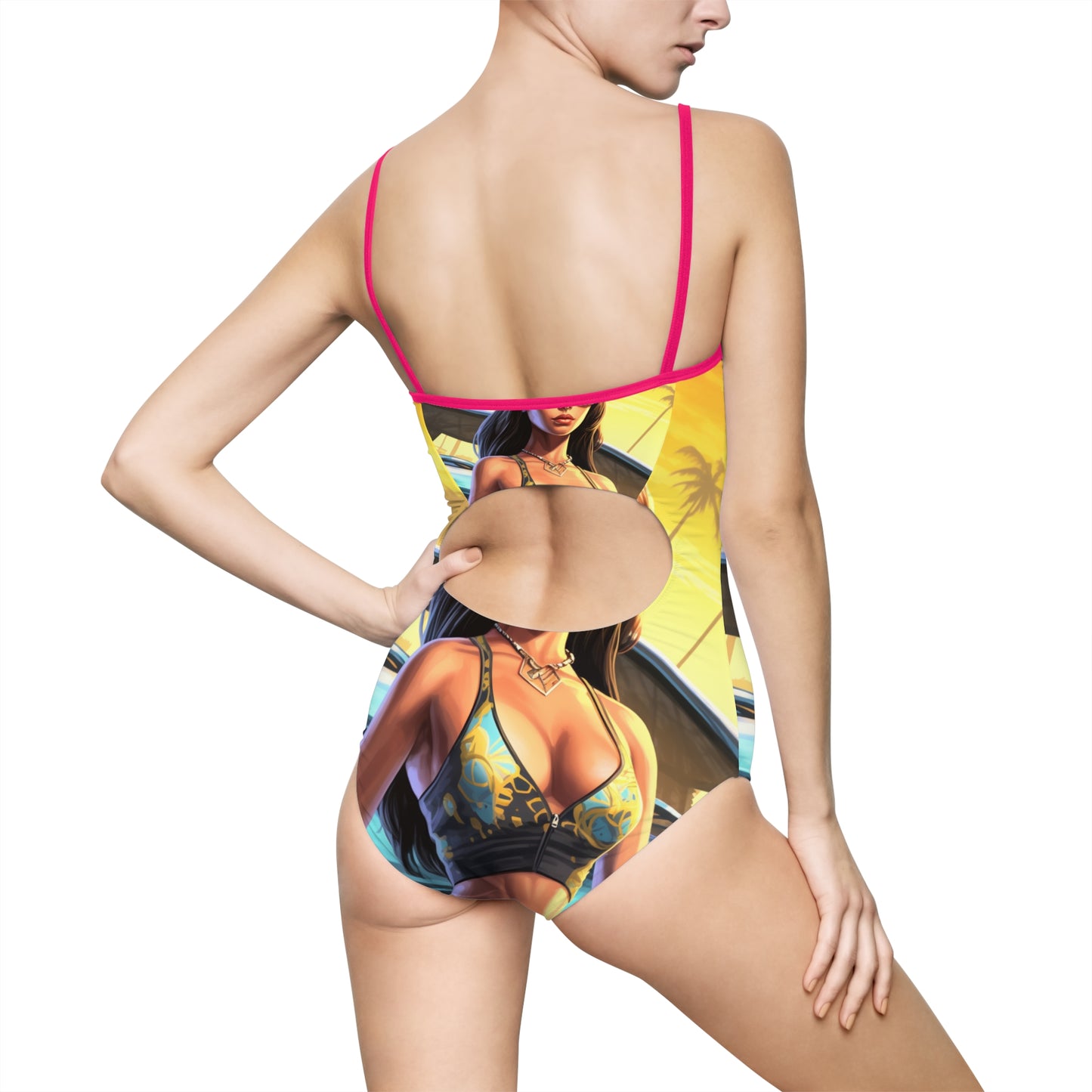 GTA-themed Women's One-piece Swimsuit - Show off your gaming style!