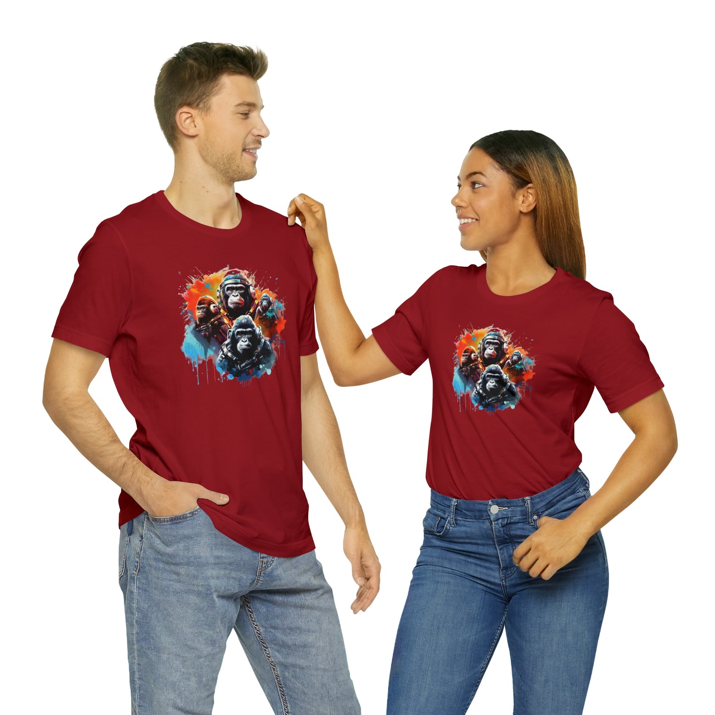 Gorillas in Space Unisex Jersey Short Sleeve Tee