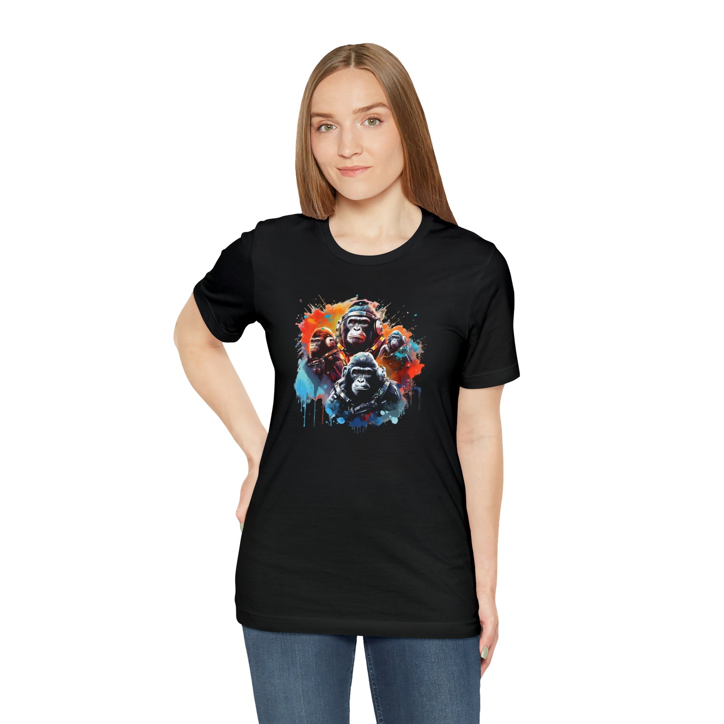 Gorillas in Space Unisex Jersey Short Sleeve Tee